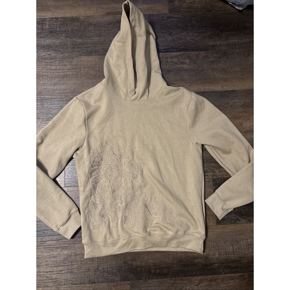 Blind Rooster Embroidered Front‎ Hoodie Dragon Khaki Medium